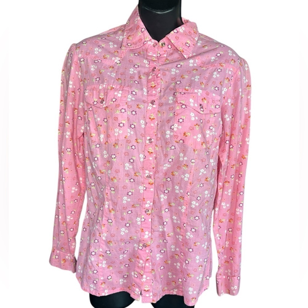 Antilia Femme women’s western 100% cotton floral long sleeve shirt sz M preloved